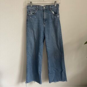 Reformation Stretch Flood Catalina Frayed Hem Ankle Cropped Jeans